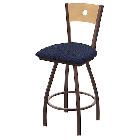 36 Swivel Counter Stool,Brnz Finish,Nat Back,Graph Anchor Seat